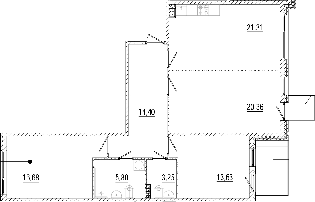 3-комнатная квартира 97.43 м², 4/9 эт., ЖК «Мануфактура James Beck»